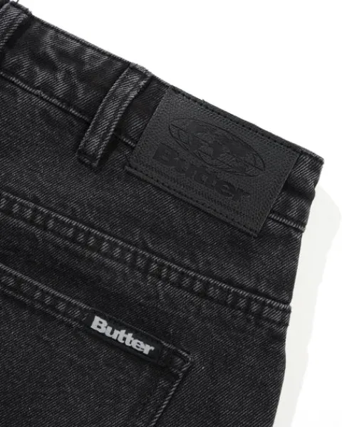 Denim Shorts|Shorts-Butter Goods Baggy Denim Shorts, Distressed Black
