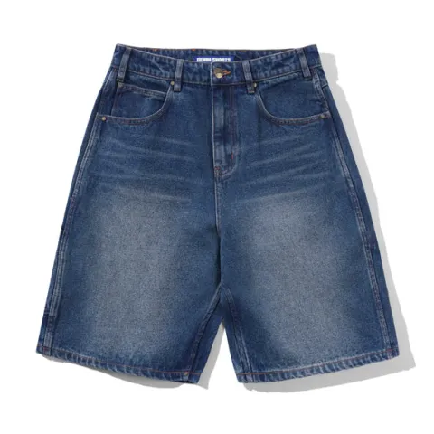 Denim Shorts|Shorts-Butter Goods Baggy Denim Shorts, Distressed Indigo