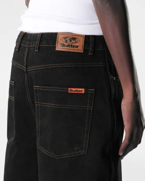 Denim Shorts|Shorts-Butter Goods Baggy Denim Shorts, Washed Black