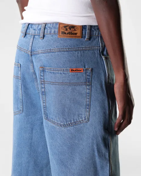 Denim Shorts|Shorts-Butter Goods Baggy Denim Shorts, Washed Indigo