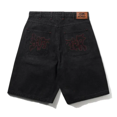 Denim Shorts|Shorts-Butter Goods Blotch Denim Shorts, Streaky Black