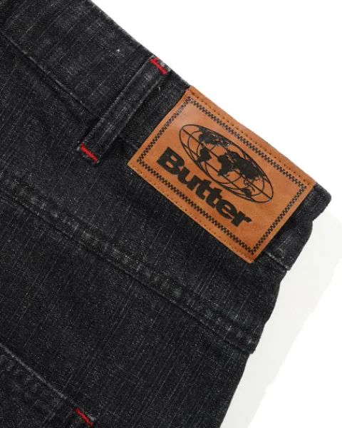 Denim Shorts|Shorts-Butter Goods Blotch Denim Shorts, Streaky Black