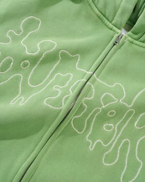 Zip-Thru Hoods|Pullover Hoods-Butter Goods Botch Zip-Thru Hood, Wahed Green