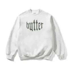 Zip-Thru Hoods|Pullover Hoods-Butter Goods Cut Out Appique Crewneck, Ah
