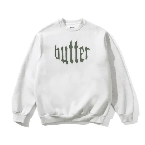 Zip-Thru Hoods|Pullover Hoods-Butter Goods Cut Out Appique Crewneck, Ah