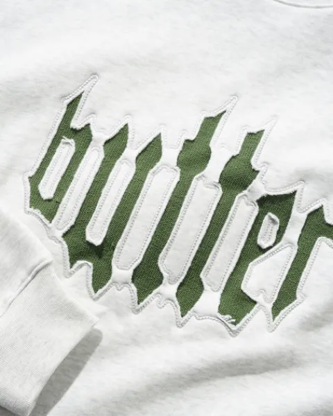 Zip-Thru Hoods|Pullover Hoods-Butter Goods Cut Out Appique Crewneck, Ah