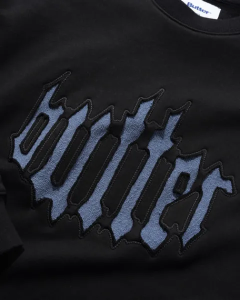 Zip-Thru Hoods|Pullover Hoods-Butter Goods Cut Out Appique Crewneck, Back