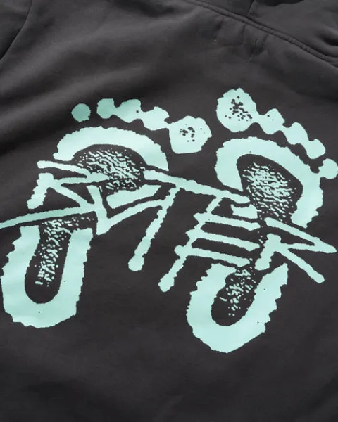 Zip-Thru Hoods|Pullover Hoods-Butter Goods Footprint Puover Hood, Charcoa