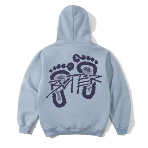 Zip-Thru Hoods|Pullover Hoods-Butter Goods Footprint Puover Hood, Ice