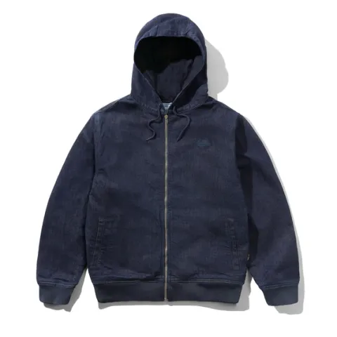 Jackets-Butter Goods Hooded Work Jacket, Rined Indigo