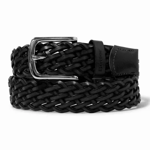 Accessories-Butter Goods Leather Braided Belt, Black