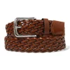 Accessories-Butter Goods Leather Braided Belt, Brown