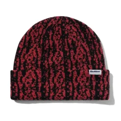 Hats|Beanies-Butter Goods Lowland Camo Beanie, Berry