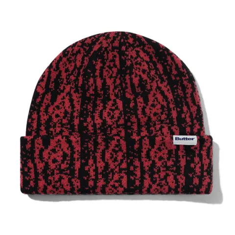 Hats|Beanies-Butter Goods Lowland Camo Beanie, Berry