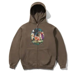 Zip-Thru Hoods|Pullover Hoods-Butter Goods Niai Zip-Thru Hood, Wahed Brown