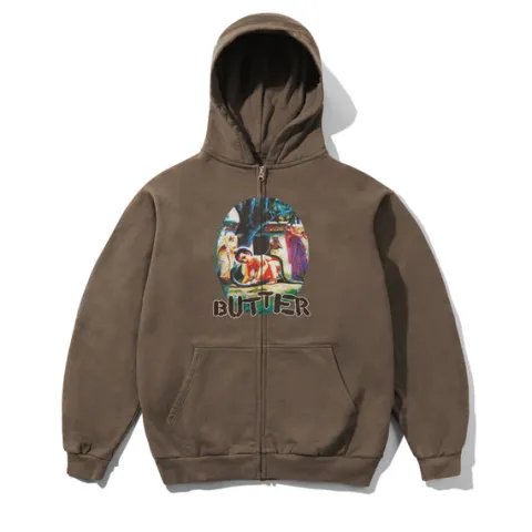 Zip-Thru Hoods|Pullover Hoods-Butter Goods Niai Zip-Thru Hood, Wahed Brown