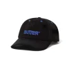 Hats|Beanies-Butter Goods Nylon Rounded Logo 6 Panel Cap, Black