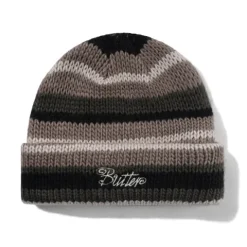 Hats|Beanies-Butter Goods Ombre Stripe Knit Beanie, Black