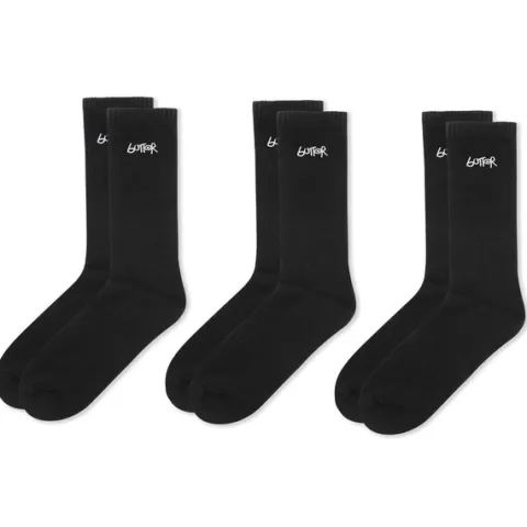 Accessories-Butter Goods 3-Pack Basic Socks, Black