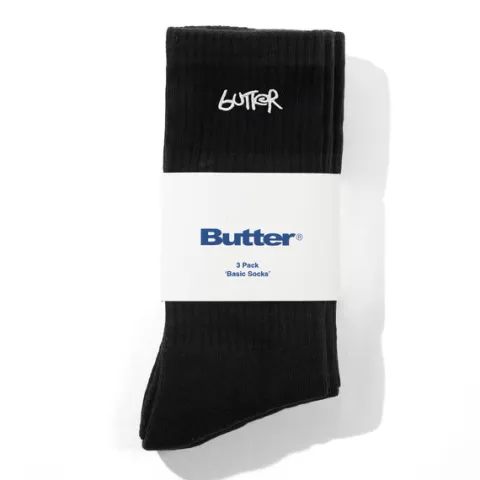 Accessories-Butter Goods 3-Pack Basic Socks, Black