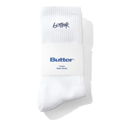 Accessories-Butter Goods 3-Pack Basic Socks, White