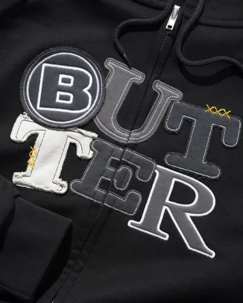 Zip-Thru Hoods|Pullover Hoods-Butter Goods Patchwork Zip-Thru Hood, Back