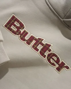 Zip-Thru Hoods|Pullover Hoods-Butter Goods Paid ogo Appique Puover Hood, Taupe