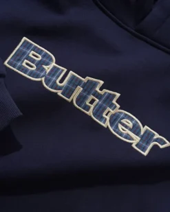 Zip-Thru Hoods|Pullover Hoods-Butter Goods Paid ogo Appique Puover Hood, Navy