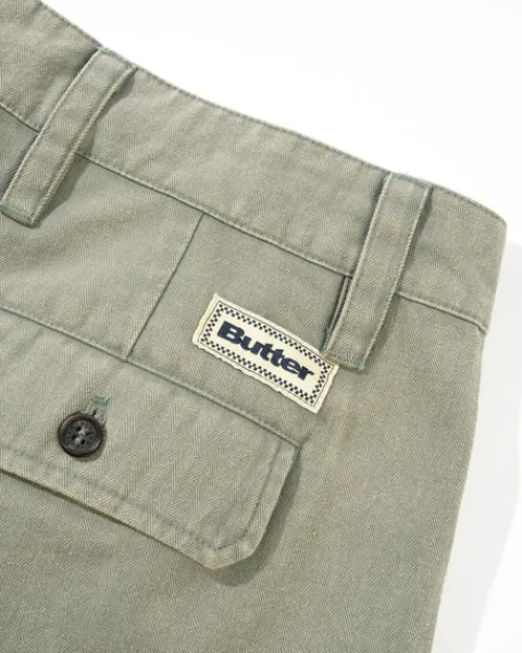 Denim Shorts|Shorts-Butter Goods Pleated Shorts, Washed Fatigue