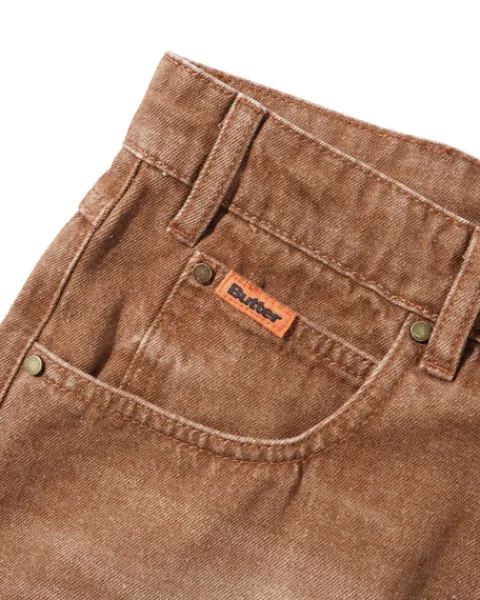 Denim Jeans|Pants-Butter Goods Relaxed Denim Jeans, Distressed Brown