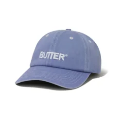 Hats|Beanies-Butter Goods Rounded Logo 6 Panel Cap, Washed Sky