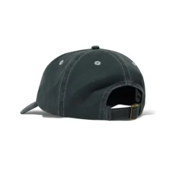Hats|Beanies-Butter Goods Rounded Logo 6 Panel Cap, Washed Black