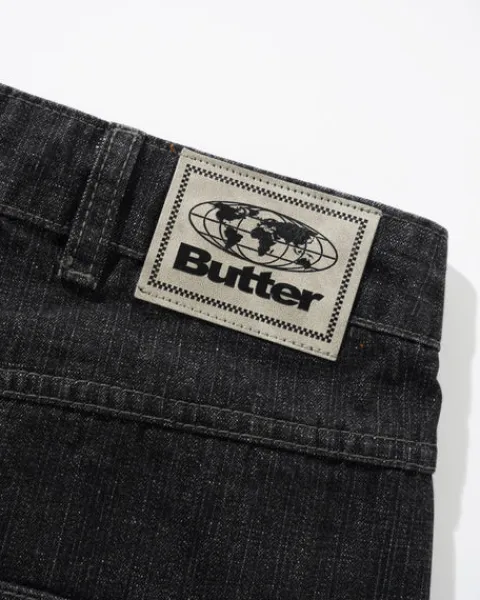 Denim Jeans|Pants-Butter Goods Scorpion Stitch Denim Jeans, Slub Black