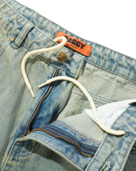 Denim Jeans|Pants-Butter Goods Scorpion Stitch Denim Jeans, Tinted Light Blue