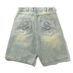 Denim Shorts|Shorts-Butter Goods Scorpion Stitch Denim Shorts, Tinted Light Blue