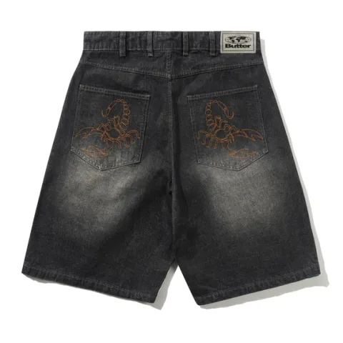 Denim Shorts|Shorts-Butter Goods Scorpion Stitch Denim Shorts, Slub Black