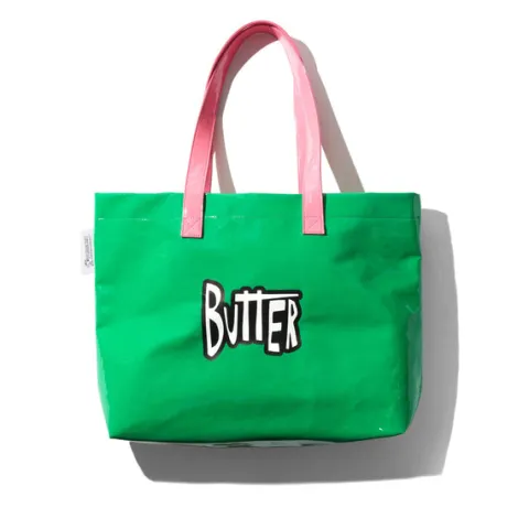 Bags-Butter Goods Shopper Tote, Green / Light Pink