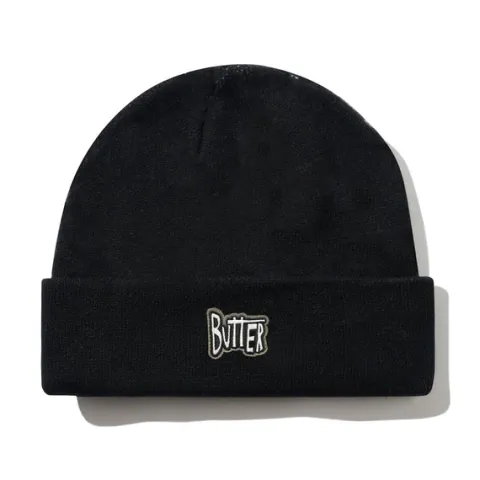 Hats|Beanies-Butter Goods Sketch Patch Beanie, Black