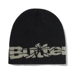 Hats|Beanies-Butter Goods Smashed Logo Knit Skully Beanie, Black