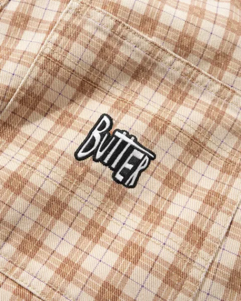 Denim Shorts|Shorts-Butter Goods Spike Work Shorts, Sandstone Plaid