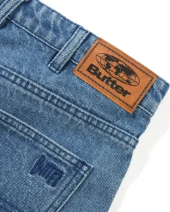 Denim Jeans|Pants-Butter Goods Straight Leg Denim Jeans, Distressed Indigo