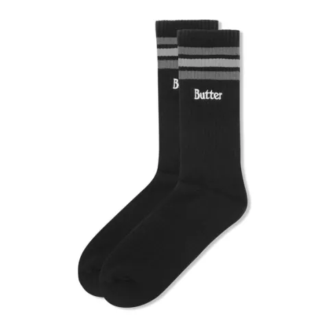 Accessories-Butter Goods Stripe Socks, Black