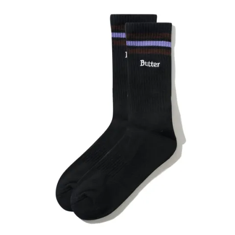 Accessories-Butter Goods Stripe Socks, Black