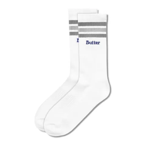 Accessories-Butter Goods Stripe Socks, White