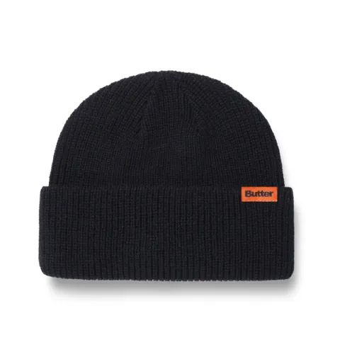 Hats|Beanies-Butter Goods Tall Wharfie Beanie, Black