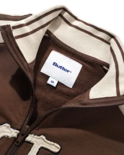 Jackets-Butter Goods Tunne Feece Track Jacket, Chocoate / Beige