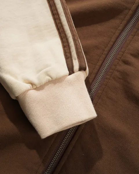 Jackets-Butter Goods Tunne Feece Track Jacket, Chocoate / Beige