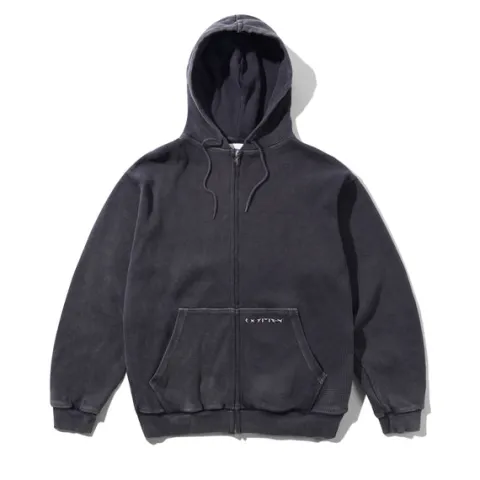 Zip-Thru Hoods|Pullover Hoods-Butter Goods Waffe Zip-Thru Hood, Back Overdye