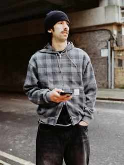 Zip-Thru Hoods|Pullover Hoods-Butter Goods Waffe Zip-Thru Hood, Grey Paid