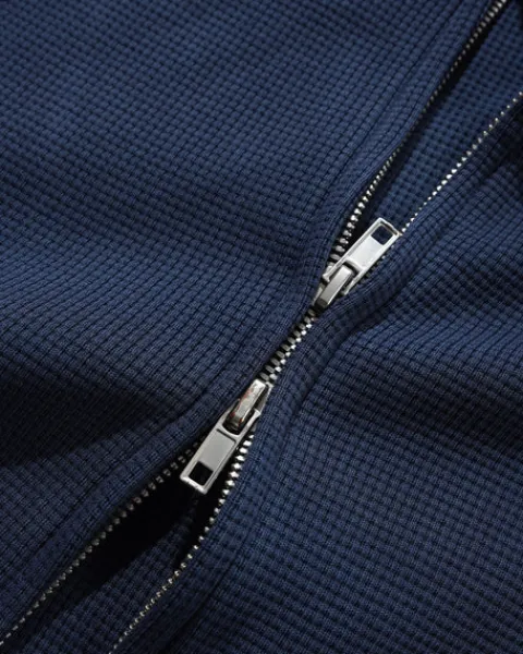 Zip-Thru Hoods|Pullover Hoods-Butter Goods Waffe Zip-Thru Hood, Navy Overdye